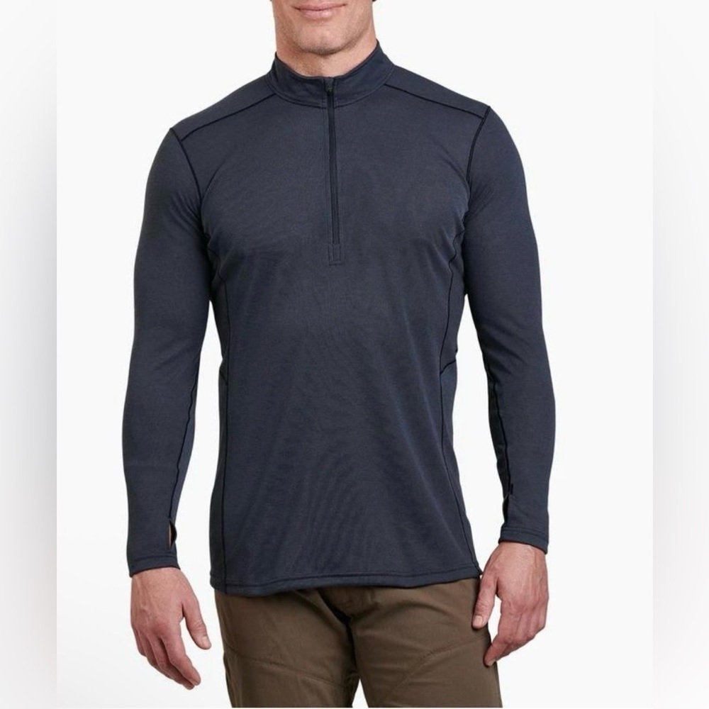 Kuhl Men's AKKOMPLICE 1/4 Zip Neck Long Sleeve Blue Shirt In Size Medium NWT